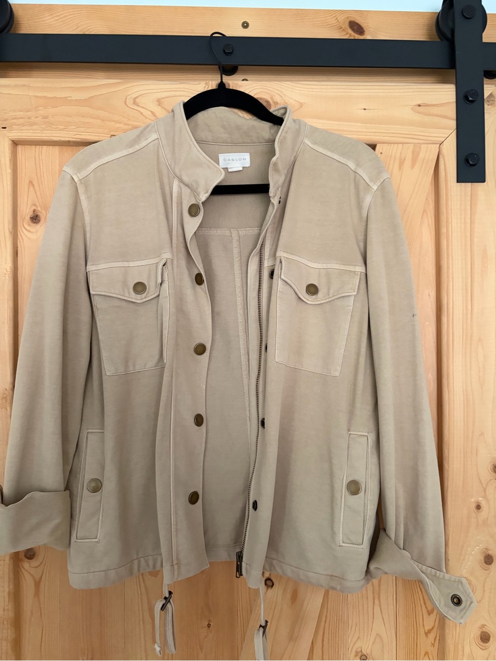 Caslon Beige Drawstring Utility Jacket